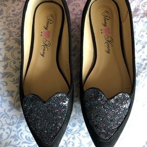 Penny Loves Kenny Nooky black sequined flats SZ 9